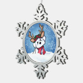 Bichon Frise Reindekerst Tin Sneeuwvlok Ornament (Rechts)