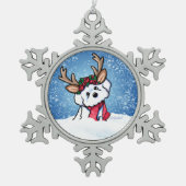 Bichon Frise Reindekerst Tin Sneeuwvlok Ornament (Voorkant)