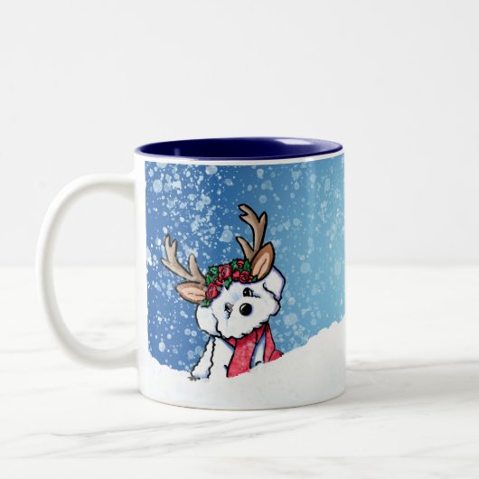 Bichon Frise Reindekerst Tweekleurige Koffiemok (Links)