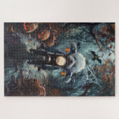 Bichon Frise Rijden Motorfiets Halloween Scary Legpuzzel (Horizontaal)