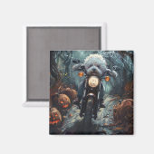 Bichon Frise Rijden Motorfiets Halloween Scary Magneet (Voorkant / Achterkant)