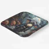 Bichon Frise Rijden Motorfiets Halloween Scary Papieren Bordje (Gebogen)