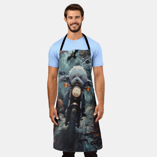 Bichon Frise Rijden Motorfiets Halloween Scary Schort (Gedragen)