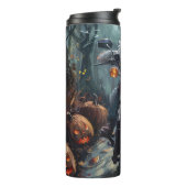 Bichon Frise Rijden Motorfiets Halloween Scary Thermosbeker (Gedraaid links)