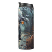 Bichon Frise Rijden Motorfiets Halloween Scary Thermosbeker (Geroteerd rechts)