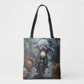 Bichon Frise Rijden Motorfiets Halloween Scary Tote Bag (Voorkant)