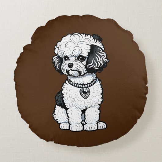 Bichon Frise Rond Kussen (Voorkant)