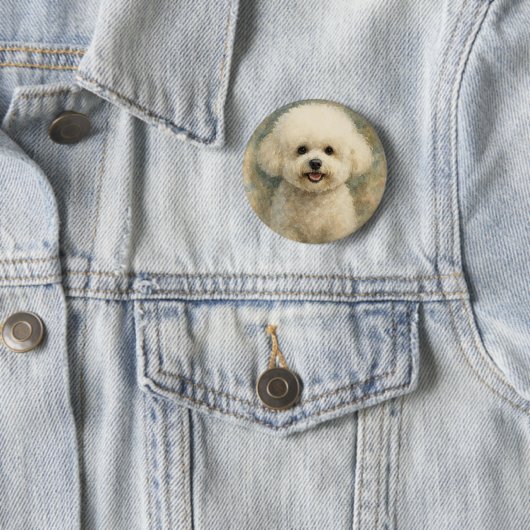 Bichon Frise Ronde Button 5,7 Cm (In situ)