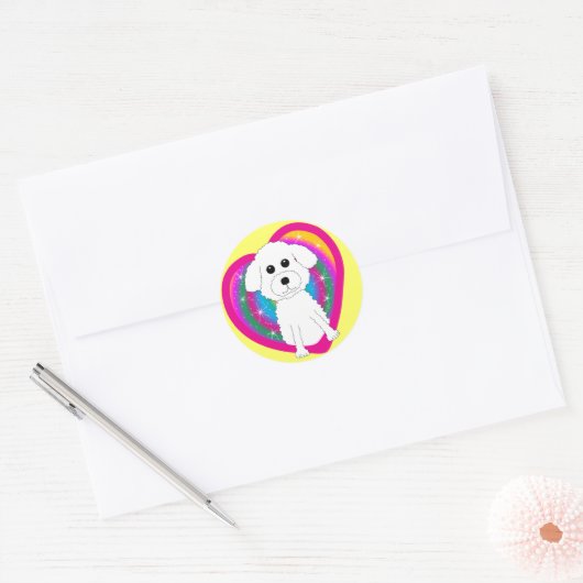 Bichon Frise Ronde Sticker (Envelop)