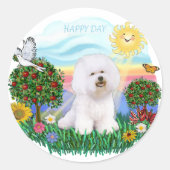 Bichon Frise Ronde Sticker (Voorkant)