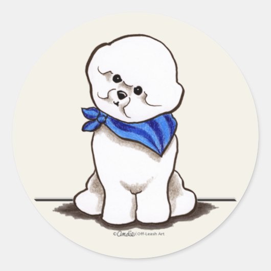 Bichon Frise Sailor Boy Blue Ronde Sticker (Voorkant)
