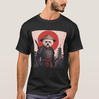 Bichon Frise Samurai Krijger Vintage Japanse Ukiy T-shirt
