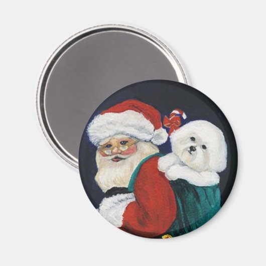 "Bichon Frise & Santa" Magneet voor hondenkunst (Voorkant / Achterkant)