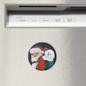 "Bichon Frise & Santa" Magneet voor hondenkunst (Insitu (Vaatwasser))