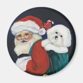 "Bichon Frise & Santa" Magneet voor hondenkunst (Voorkant)