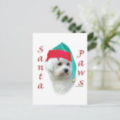 Bichon Frise Santa Paws Feestdagenkaart (Staand voorkant)