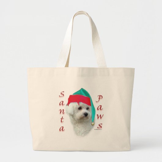 Bichon Frise Santa Paws Grote Tote Bag (Voorkant)