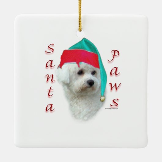 Bichon Frise Santa Paws Keramisch Ornament (Achterkant)