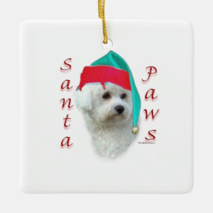 Bichon Frise Santa Paws Keramisch Ornament