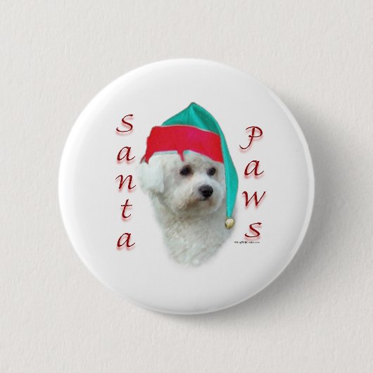 Bichon Frise Santa Paws Ronde Button 5,7 Cm (Voorkant)