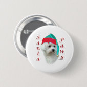Bichon Frise Santa Paws Ronde Button 5,7 Cm (Voorkant /achterkant)