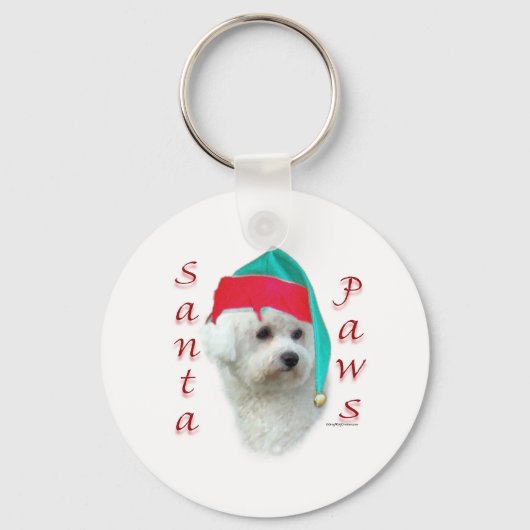Bichon Frise Santa Paws Sleutelhanger (Voorkant)
