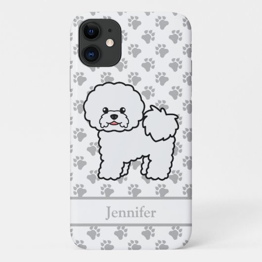 Bichon Frise Schattige Cartoon Hond & Naam Case-Mate iPhone Case (Achterkant)
