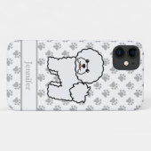 Bichon Frise Schattige Cartoon Hond & Naam Case-Mate iPhone Case (Achterkant (horizontaal))
