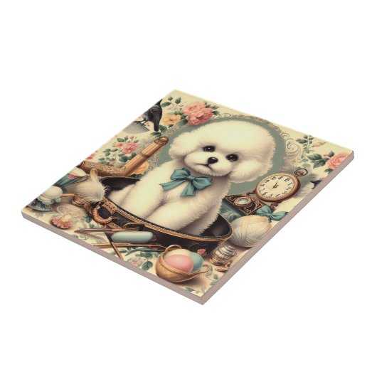 Bichon Frisé Schilderij Tegeltje (Zijkant)