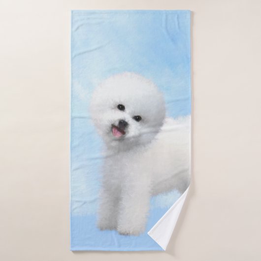 Bichon Frise-schildering - Cute Original Dog Art Bad Handdoek (Badhanddoek)