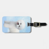 Bichon Frise-schildering - Cute Original Dog Art Bagagelabel (Voorkant horizontaal)