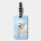 Bichon Frise-schildering - Cute Original Dog Art Bagagelabel (Voorkant verticaal)