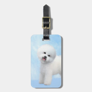 Bichon Frise-schildering - Cute Original Dog Art Bagagelabel