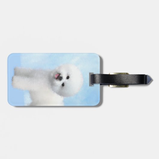 Bichon Frise-schildering - Cute Original Dog Art Bagagelabel (Achterkant horizontaal)