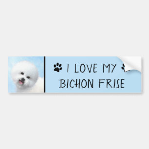 Bichon Frise-schildering - Cute Original Dog Art Bumpersticker