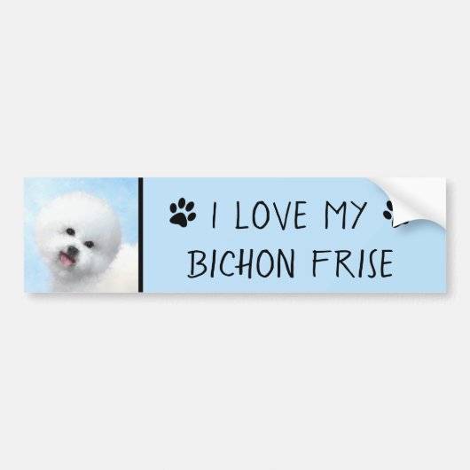 Bichon Frise-schildering - Cute Original Dog Art Bumpersticker (Voorkant)