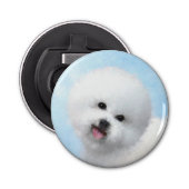 Bichon Frise-schildering - Cute Original Dog Art Button Flesopener (Voorkant)
