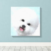Bichon Frise-schildering - Cute Original Dog Art Canvas Afdruk (Insitu (Houten vloer))