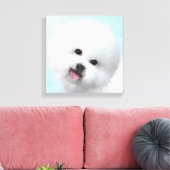 Bichon Frise-schildering - Cute Original Dog Art Canvas Afdruk (Insitu (Woonkamer))