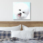 Bichon Frise-schildering - Cute Original Dog Art Canvas Afdruk (Insitu (Slaapkamer))