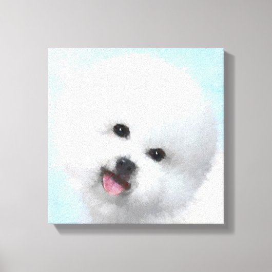 Bichon Frise-schildering - Cute Original Dog Art Canvas Afdruk (Voorkant)