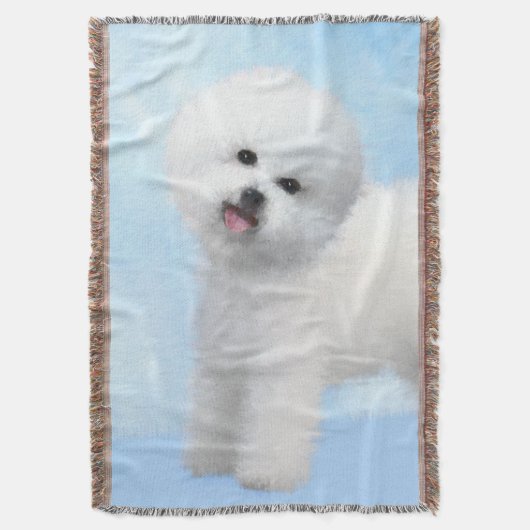Bichon Frise-schildering - Cute Original Dog Art Deken (Voorkant Verticaal)