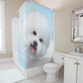 Bichon Frise-schildering - Cute Original Dog Art Douchegordijn (In situ)