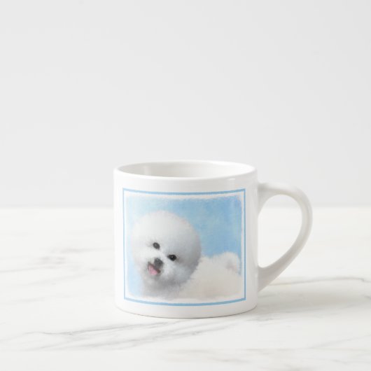 Bichon Frise-schildering - Cute Original Dog Art Espresso Kop (Rechts)