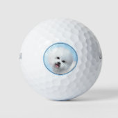 Bichon Frise-schildering - Cute Original Dog Art Golfballen (Voorkant)