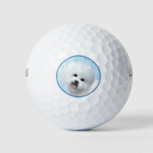 Bichon Frise-schildering - Cute Original Dog Art Golfballen (Voorkant)