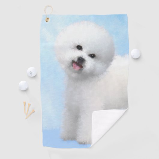 Bichon Frise-schildering - Cute Original Dog Art Golfhanddoek (Insitu)
