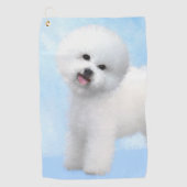 Bichon Frise-schildering - Cute Original Dog Art Golfhanddoek (Voorkant)