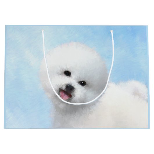 Bichon Frise-schildering - Cute Original Dog Art Groot Cadeauzakje (Voorkant)