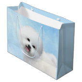 Bichon Frise-schildering - Cute Original Dog Art Groot Cadeauzakje (Voorkant Gekanteld)